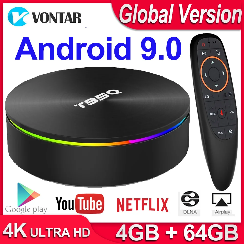 T95Q 4K Smart tv BOX Android tv Box Android 9,0 Android Box 4 Гб ОЗУ 32 Гб 64 Гб ПЗУ Amlogic S905X2 2,4 и 5G wifi BT4.1 USB 3,0 H.265