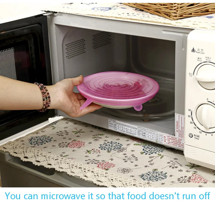 6 Pcs Silicone Stretch Lids Reusable Airtight Food Wrap Covers Keeping Fresh Seal Bowl Stretchy Cover Kitchen Cookware | Дом и сад