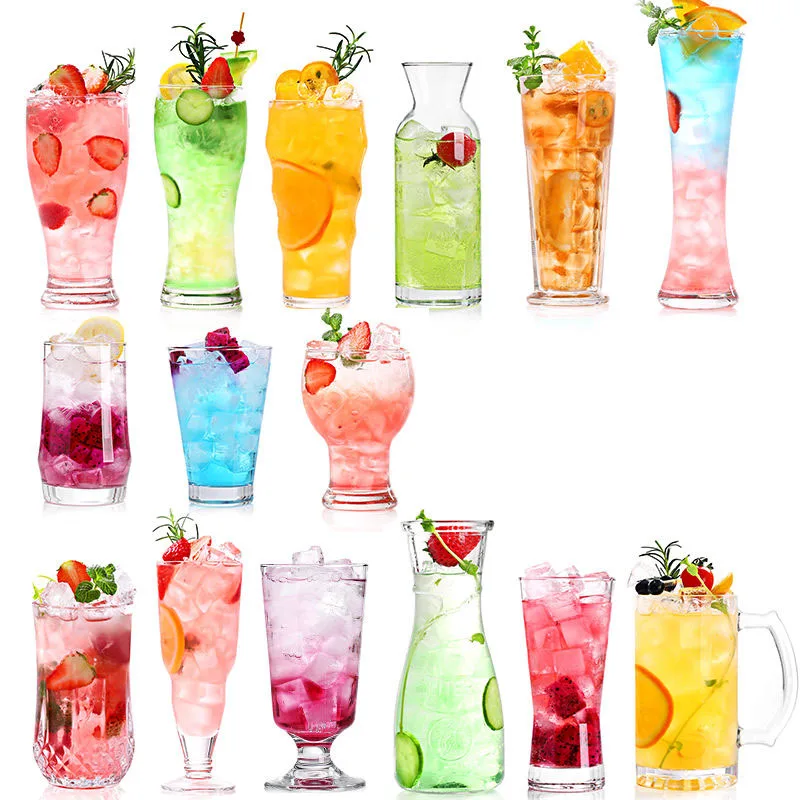 Стеклянная чашка для сока холодных напитков молока чая сетчатая красная