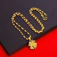 beautiful temperament jewelry yellow gold filled four leaf clover pendant necklace gift