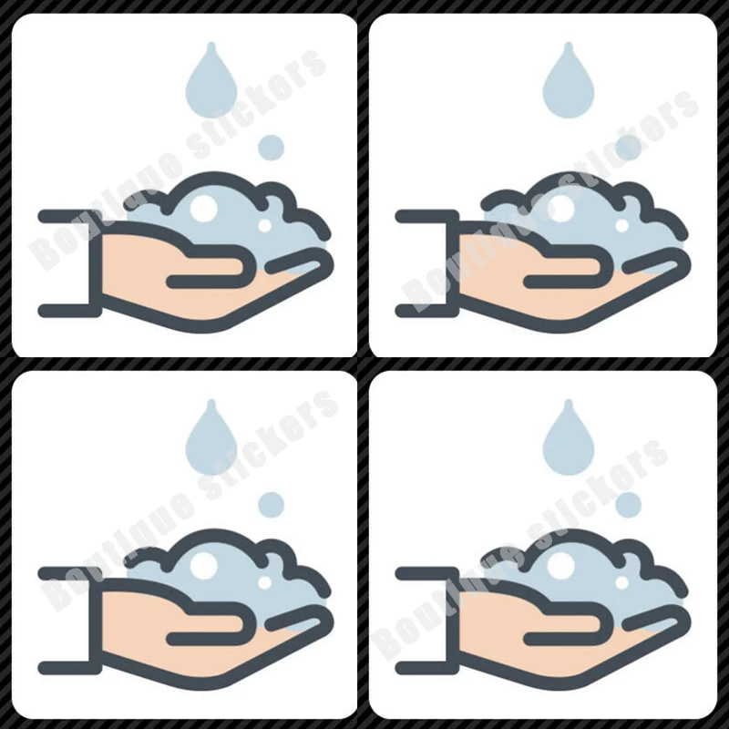 

4X Clean Hand Wash Sticker Die Cut Vinyl Safe Avoid Shut Down Practical Sticker Waterproof High Quality Remind Everyone