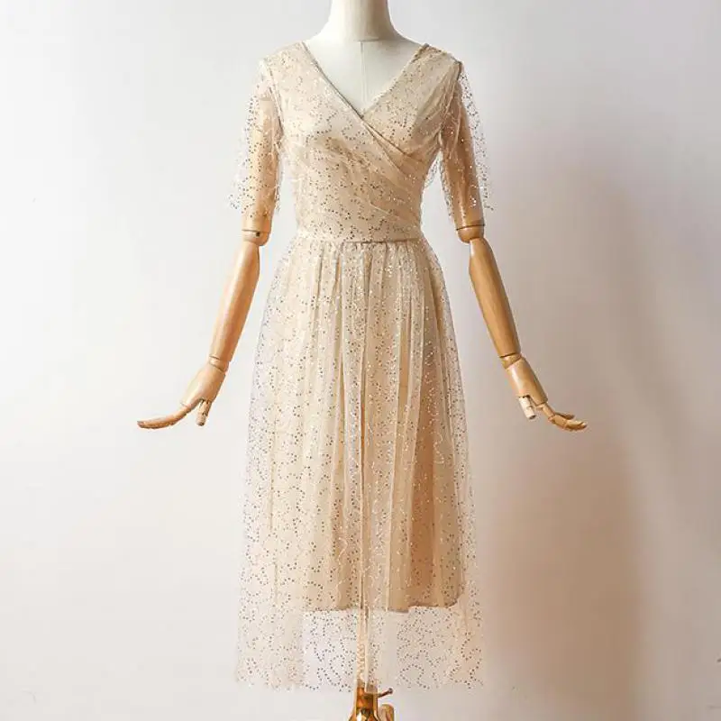 Для женщин летние коктейль плюс Размеры три четверти и v образным вырезом Чай