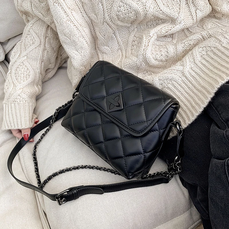 

2021 New Woman Shoulder Bag High Quality PU Chain Diagonal Small Bag Luxury Designer Handbag Underarm Bag 2021 Summer Female Bag