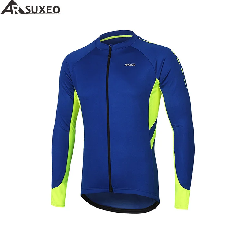 

ARSUXEO New Men's Long Sleeve Cycling Jersey Bicycle Bike Shirt Full Zipper Mtb Jersey Mountain Bike Clothing Maillot Ciclismo