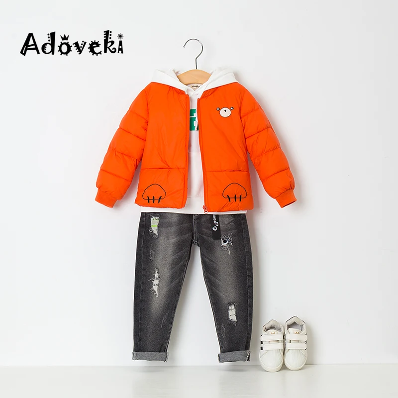 Adoveki/Новинка года; Модная хлопковая куртка для девочек и мальчиков; симпатичное теплое и мягкое пальто на молнии; 4 цвета на выбор; Детское пальто - Цвет: Оранжевый