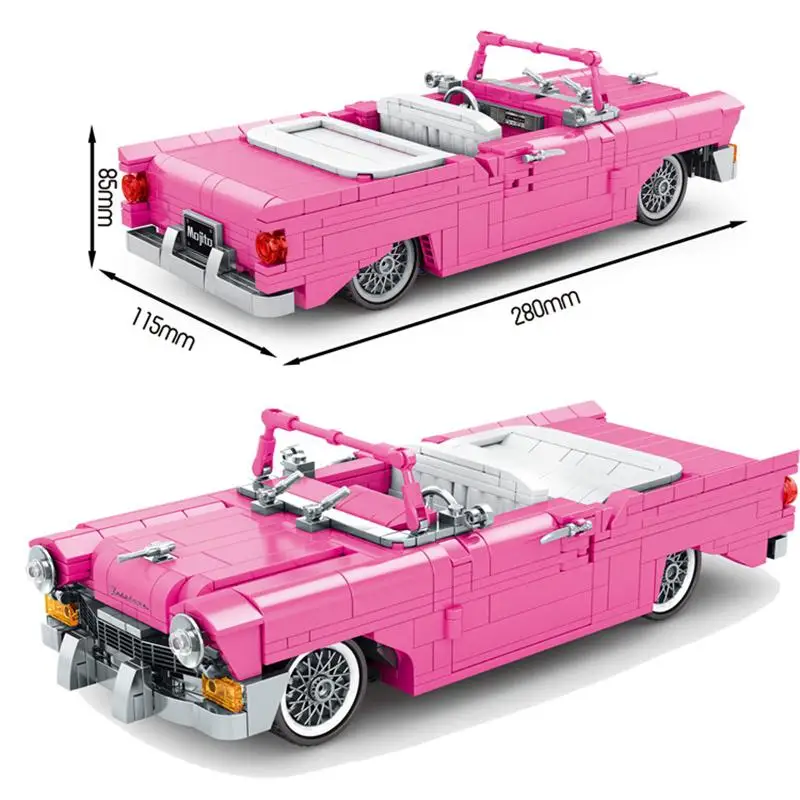 

SEMBO Blocks MOC Pink Car Building Bricks Famous Vehicle Model Kids Toys for Children Fun Boy Birthday Gifts Man Present 8404
