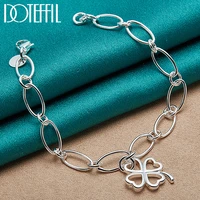 doteffil 925 sterling silver lucky clover flowers pendant bracelet for woman wedding engagement charm party fashion jewelry