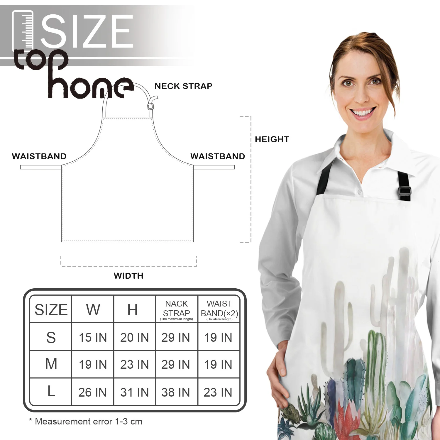 

Tophome Kitchen Apron Nordic Cactus Design Durable Simplicity Canvas Aprons Adults Kids Hotel Cafe Cleaning Tools