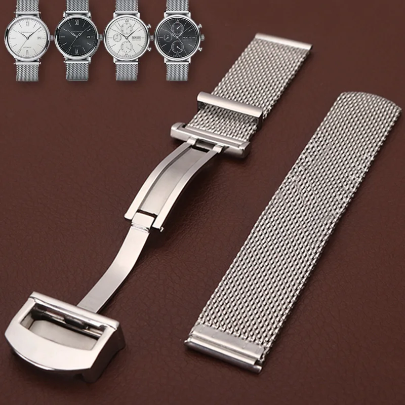 

Watch Accessories Band For IWC PORTOFINO PORTUGIESER 20 22mm Milanese Stainless Steel Strap Mesh Watch Band Watch Bracelet Chain