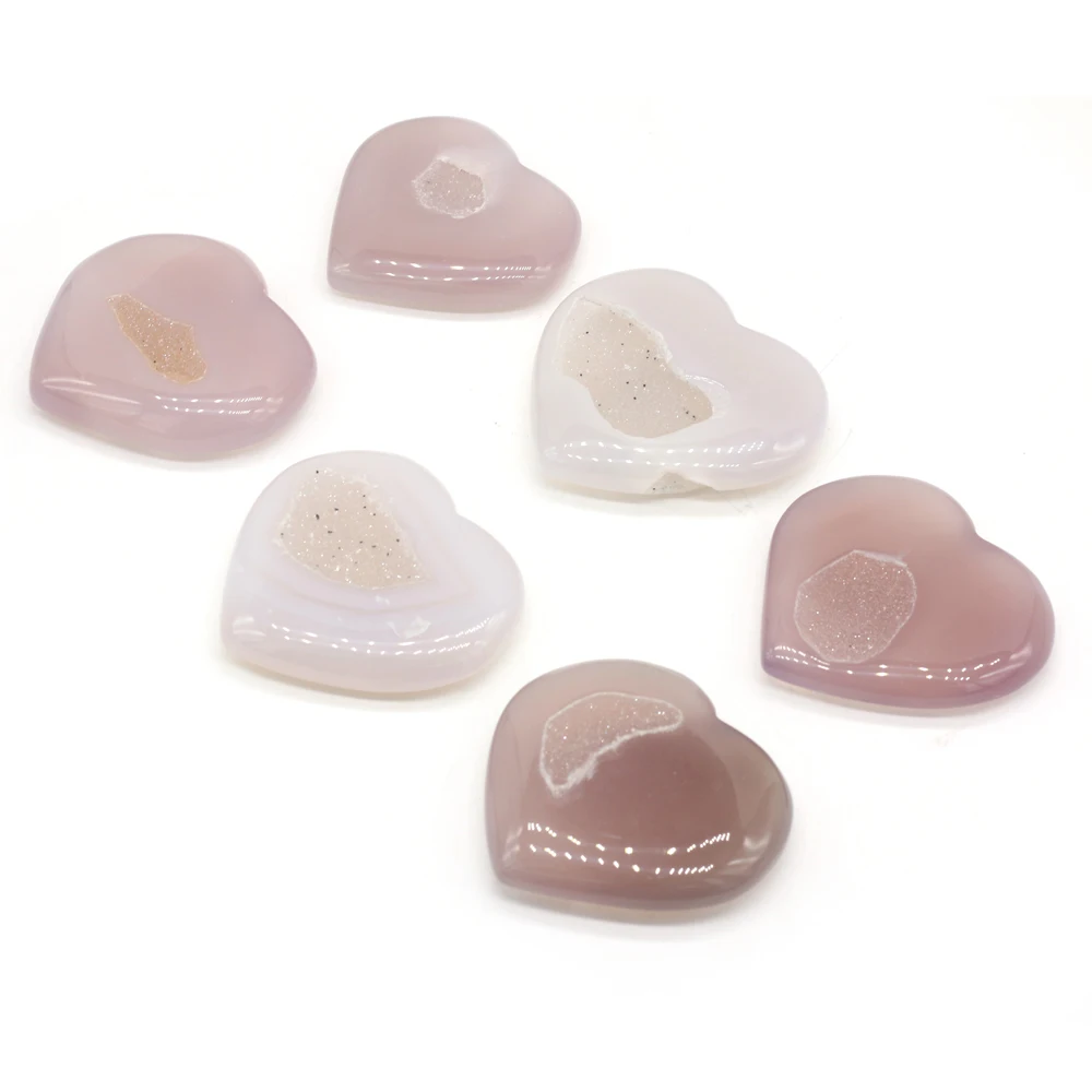 

1Pcs New Heart-shaped Statue Natural Stone Grey Agate Beads Mascot Meditation Healing Reiki Gemstone Gift Collection Home Decor