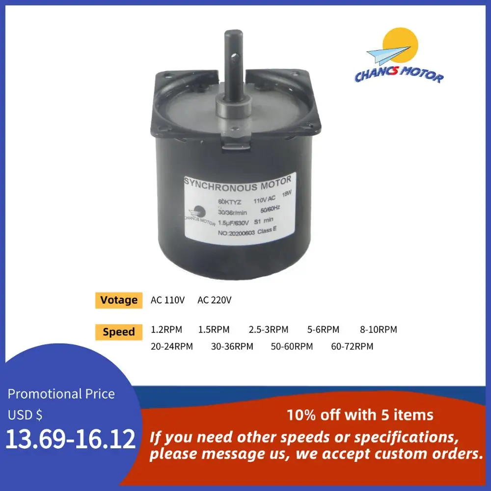

Synchronous Gear Motor 60KTYZ 110V/220V CW/CCW With Barbecue Fixed Bracket For Food Machinery Mini Gearbox Electric Motor