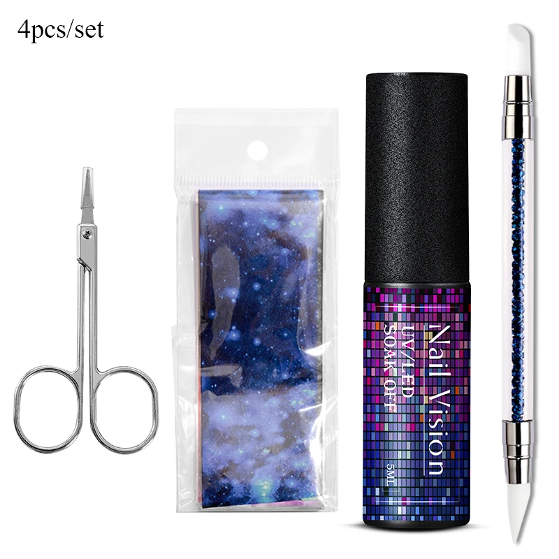 Nail Vision Фольга для ногтей Клей переводной гель-клей Звездный бумажный принт фольга s обертывания Переводные картинки Набор лаков УФ Гель-лак для ногтей лак - Цвет: ZH07005