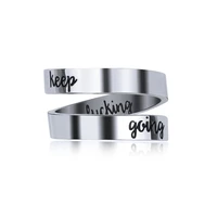 fashion double winding rings adjustable steel finger rings for men women letter keep going engagement female finger jewelry