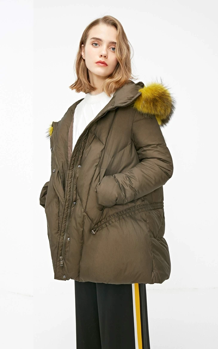 Vero Moda Женская куртка-пуховик с капюшоном из меха енота на шнурке | 318423539