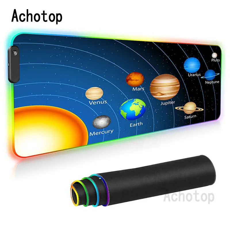 

Top Quality Cute Cartoon Solar System Mouse Pad RGB Laptop Gaming Mice Mousepad Free Shipping Large Mouse Pad LED Keyboards Mat