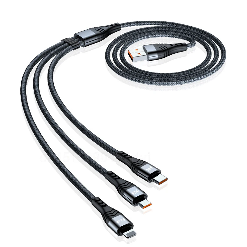 USB-кабель 3 в 1 для iPhone 13 12 11 Pro Max 8 Pin микро-USB Type-C кабель быстрой зарядки Samsung Huawei |