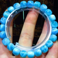 natural blue larimar gemstone bracelet 8 3x8 7mm stretch genuine barrel beads bracelet water pattern jewelry aaaaaa