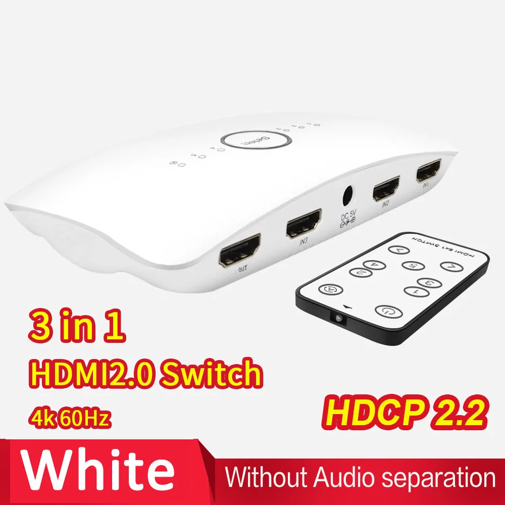 3 IN 1 UHD 5 в 1 HDMI переключатель 2,0 4K HDR адаптер коммутатор Аудио экстрактор с ARC 5X1 для rend HDTV PS4 PS3 HDMI разветвитель 4k 60 Гц - Цвет: 3 IN 1