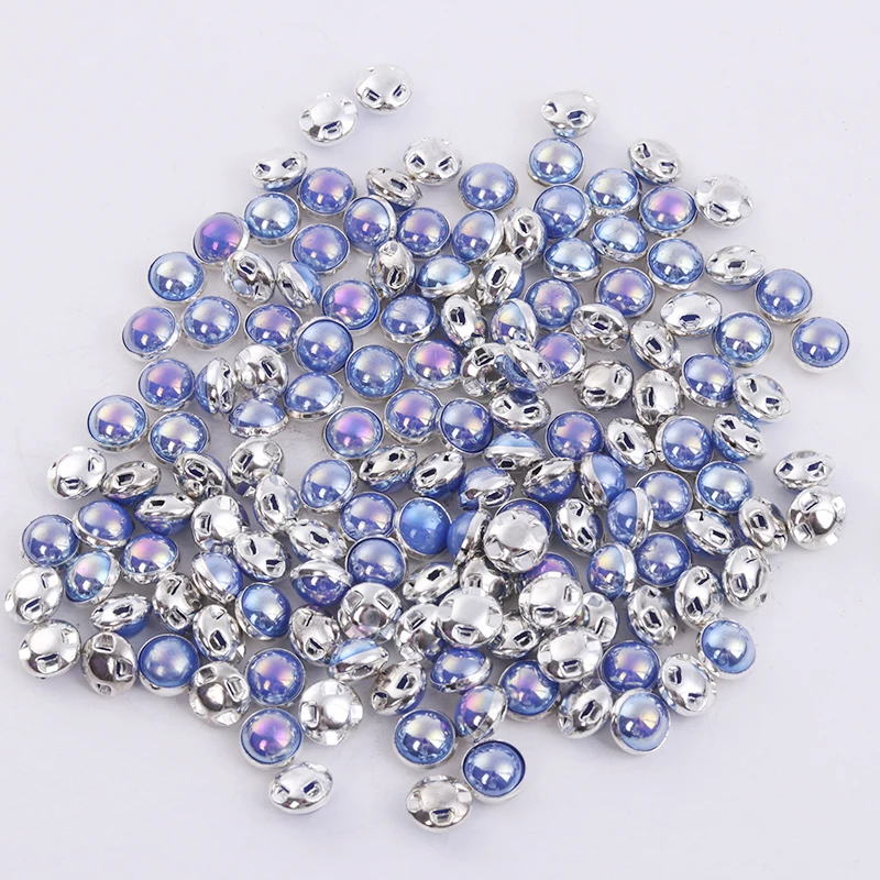 Sliver Dark Blue AB Жемчужные бусинки высшего класса, Цвет Небесно-Голубой, AB 6 мм, 8 мм, разноцветные стразы, стразы для шитья, пуговицы для одежды из ткани - Цвет: Sliver Dark Blue AB