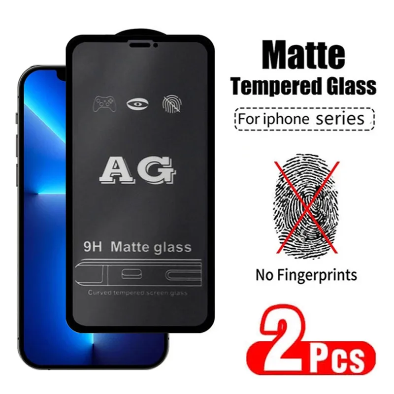 

1-2Pcs Matte Tempered Glass for IPhone 12 11 13 Pro Max Mini Frosted Screen Protectors for IPhone 7 8 6 Plus X XR XS Max Glass