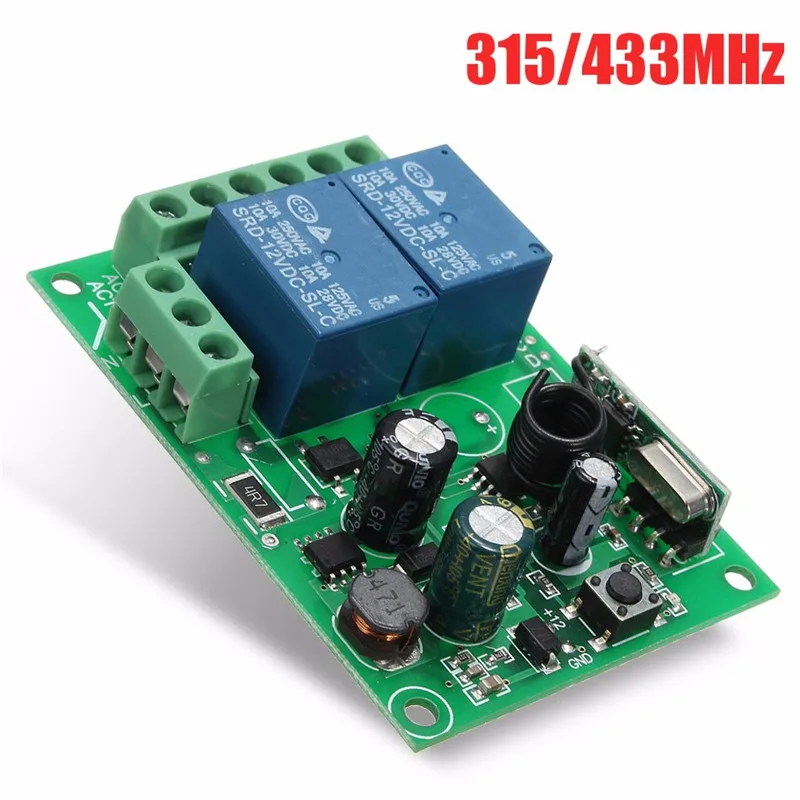 Умный дом DC 12V 220V 10A 315/433MHz 2 канальное беспроводное реле RF дистанционное