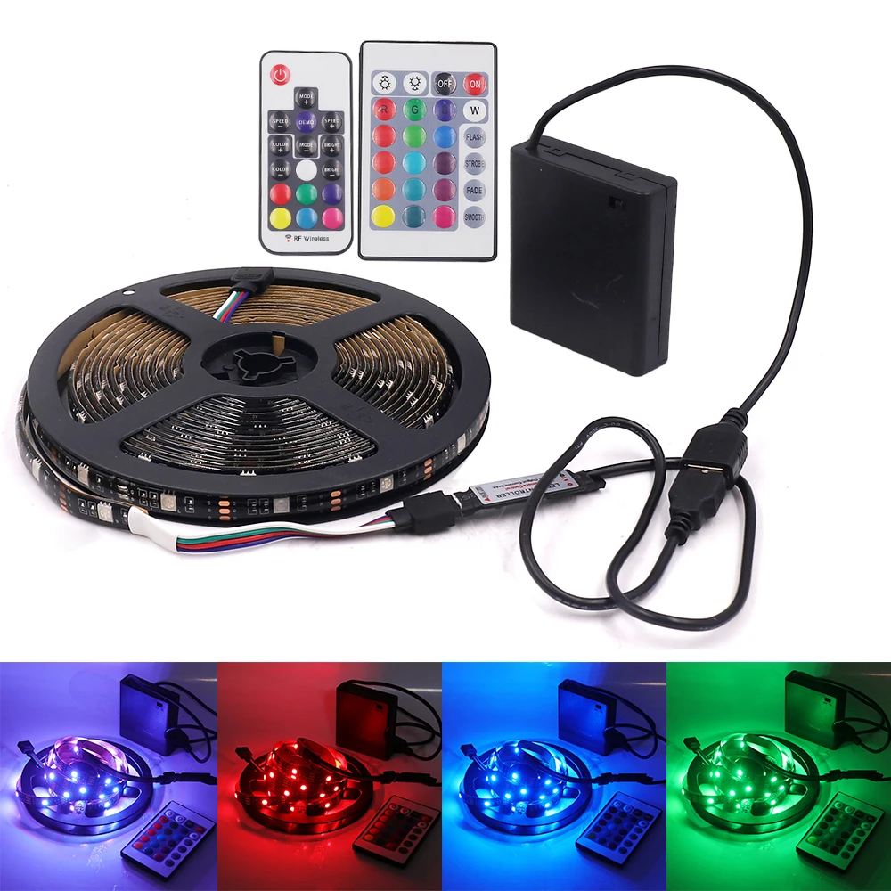 DC 5V 5050 RGB Светодиодные ленты ТВ фон внутренней отделки Батарея приведенный в