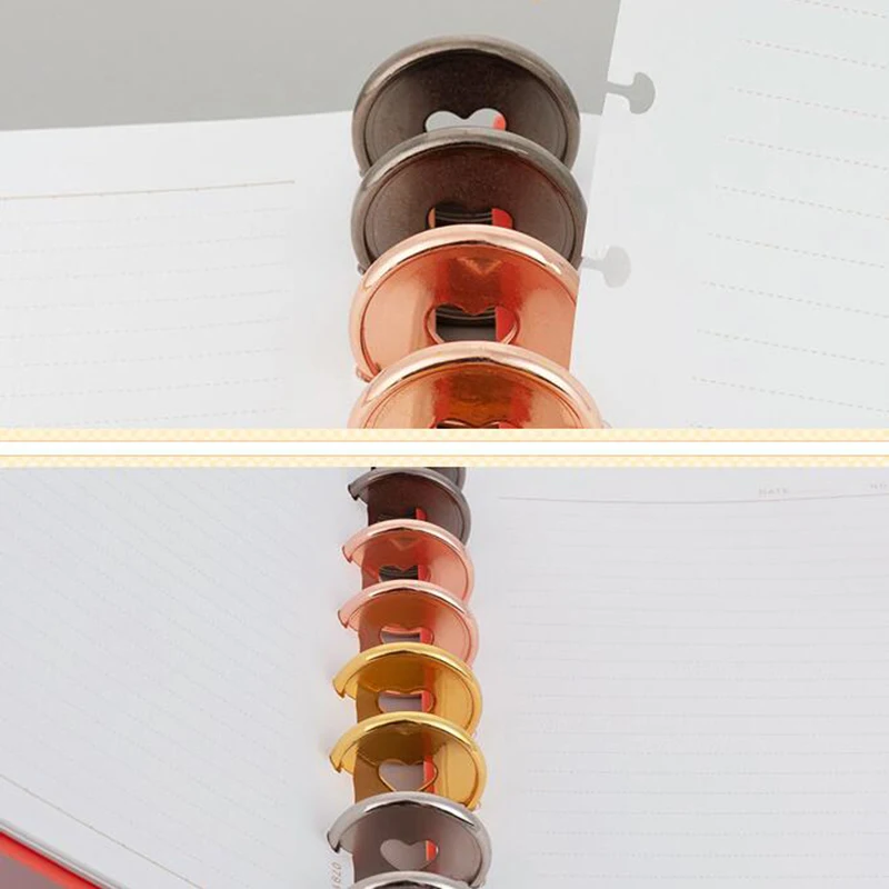 

100PCS 35mm Heart Shaped Notebook Plastic CD Binding Tray Plastic DIY 360 Degree CD Button Office Supplies Binding