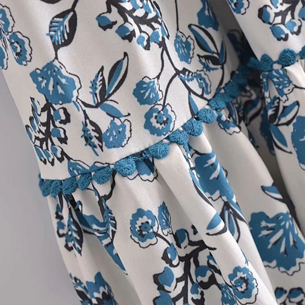 

Women's Skirts Spring 2021 New Blue and White Retro Straight Fashion All-match High Waist Printed Pleated Mid-length Skirt