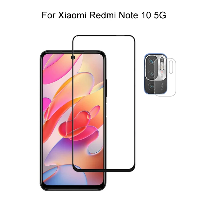 

Защитная пленка для экрана Xiaomi Redmi Note 10 5G, закаленное стекло с полным покрытием, Взрывозащищенная и пленка для объектива камеры