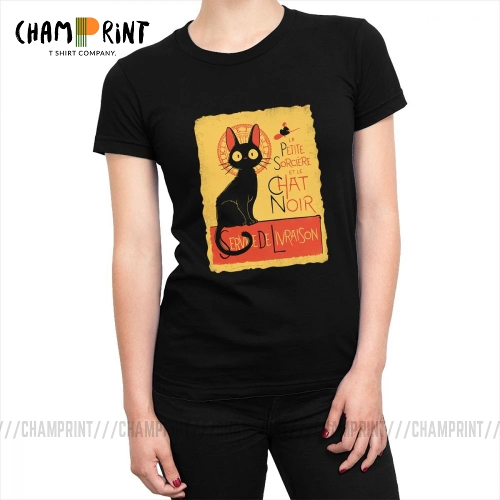 Kiki's Delivery сервис футболка Топы японского аниме Harajuku футболки Jiji Cat Женская