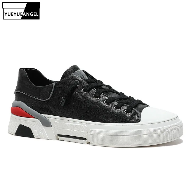 

Кроссовки мужские из натуральной кожи, повседневная обувь на платформе, плоская подошва, на шнуровке, в стиле хип-хоп, белые, весна