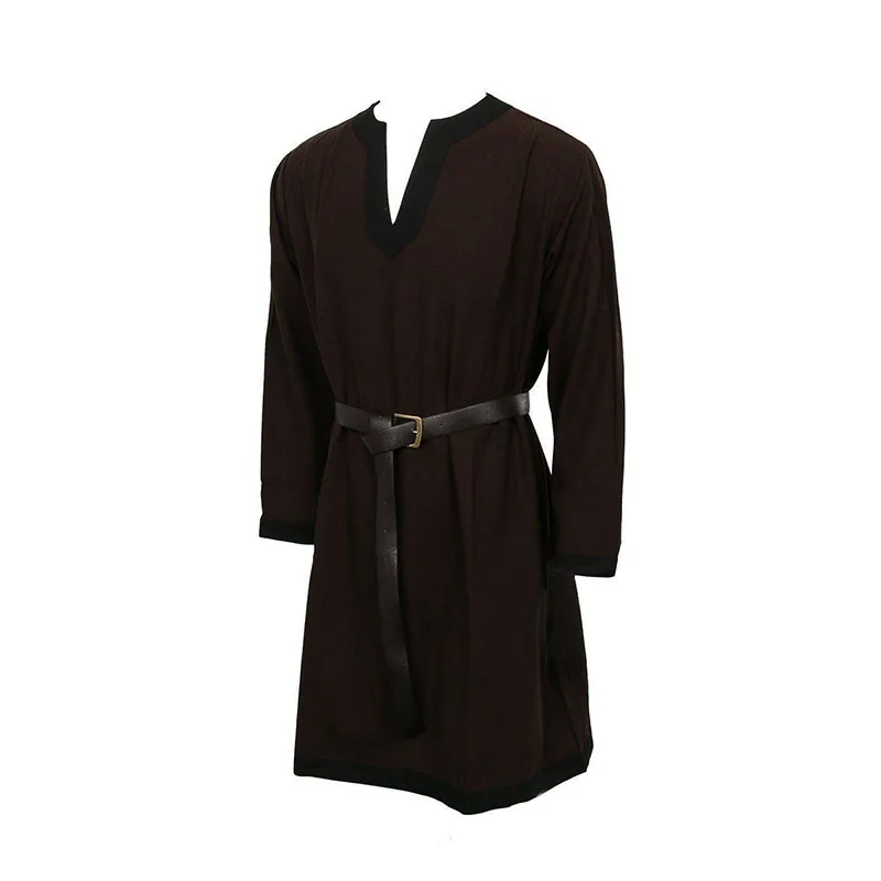 Средневековый Костюм викингов мужская туника длинная рубашка мужские топы с