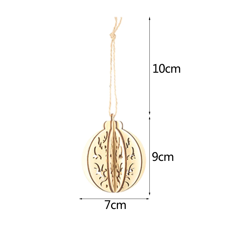 1pc hollow ball Рождественские украшения, деревянные подвески, новогодние Подвесные Подарки, украшение на елку, сделай сам, дерево, ремесло, для дома, свадьбы, Navidad, Декор - Цвет: 1pc hollow ball