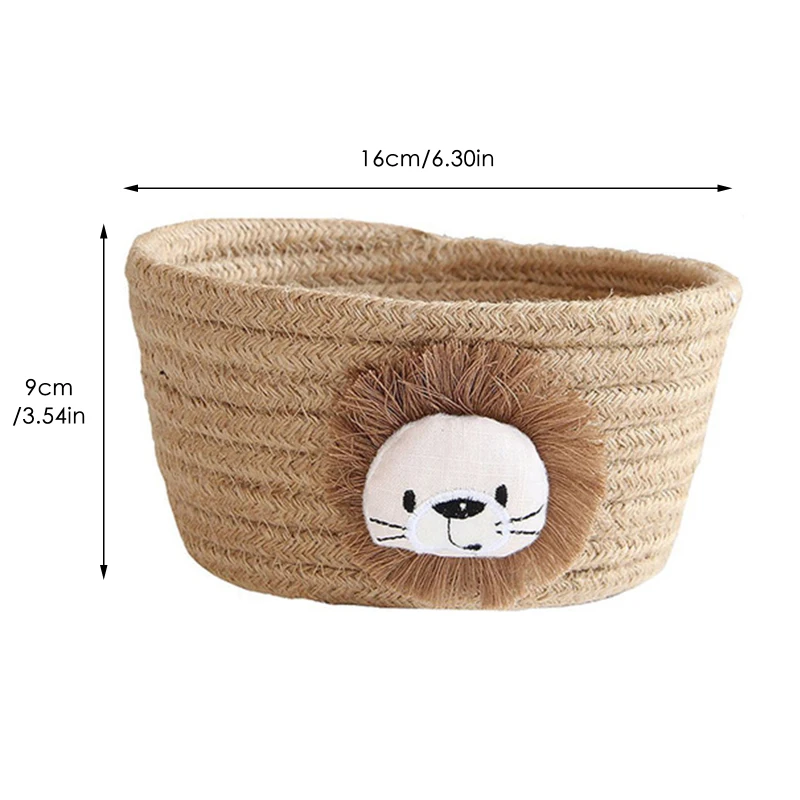 

Cartoon Lion Storage Basket Kids Toys Storage Container Desktop Organizer Cotton Rope Weaving Box Home Gift For Kids Sundries