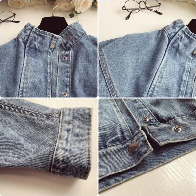 

Spring Denim Coat Women Mandarin Collar Single Breasted Solid Vintage Jeans Jacket Female Loose Streetwear Jackets