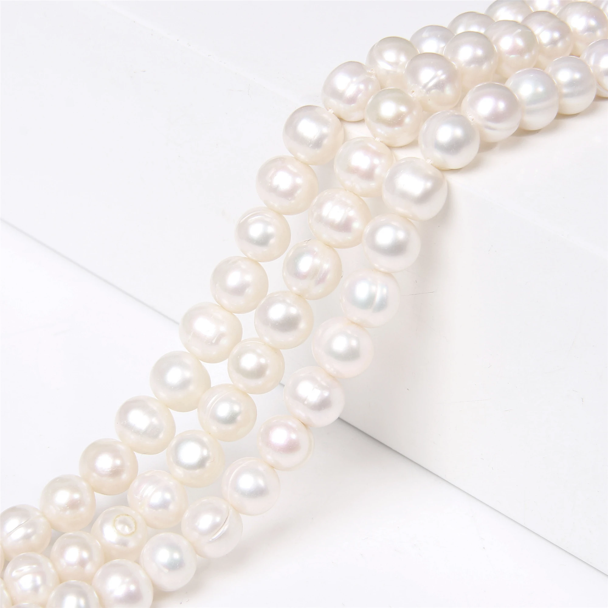 Fine AAA 100% Natural Freshwater White Pearl Beads For Women Jewelry Making DIY Bracelet Necklace Earrings 8-9mm 14'' Accessory