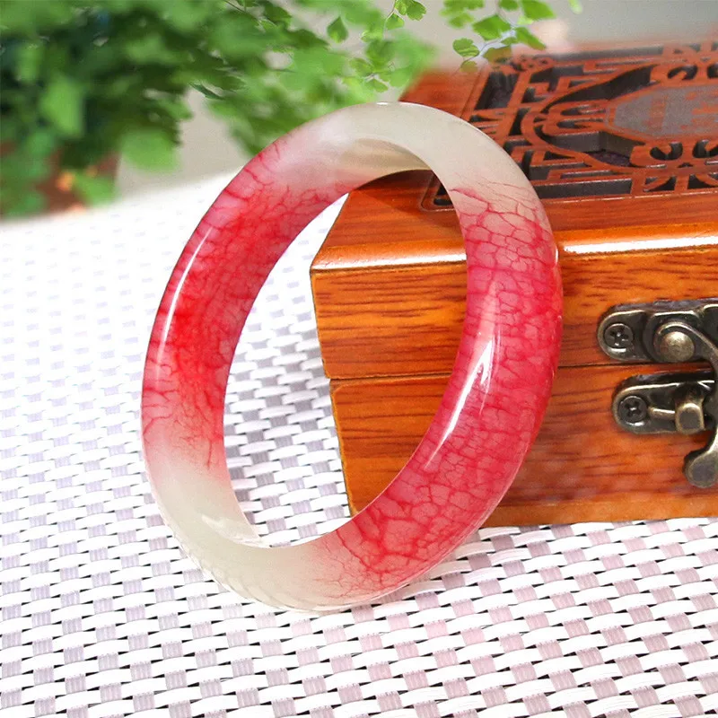 

Natural Genuine Beautiful Red Chicken Blood Jade Jadeite Bangle Bracelet