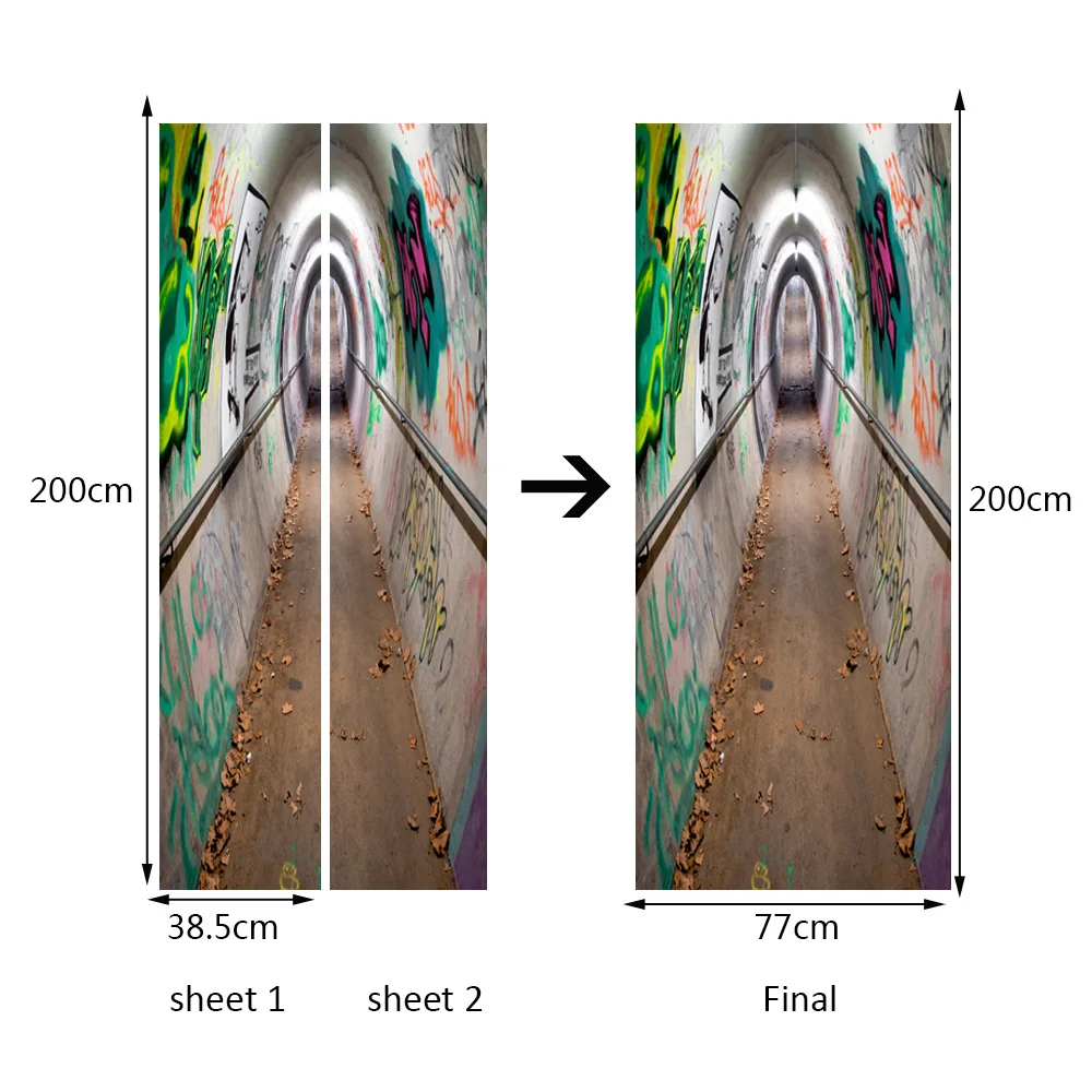 Дверная наклейка-туннель граффити креативные водонепроницаемые украшения для