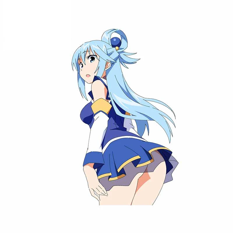 

For Aqua Konosuba Short Skirt Motorcycle Refrigerator Car Stickers Windshield Decal Anime RV Decoration Suitcase Decoration 12cm