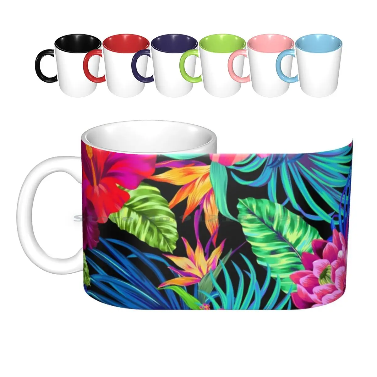 

Привод You Mad Hibiscus шаблон Керамические Кружки Кофейные чашки молочный чай Кружка векторные цветы Гибискус тропики тропический узор пальма