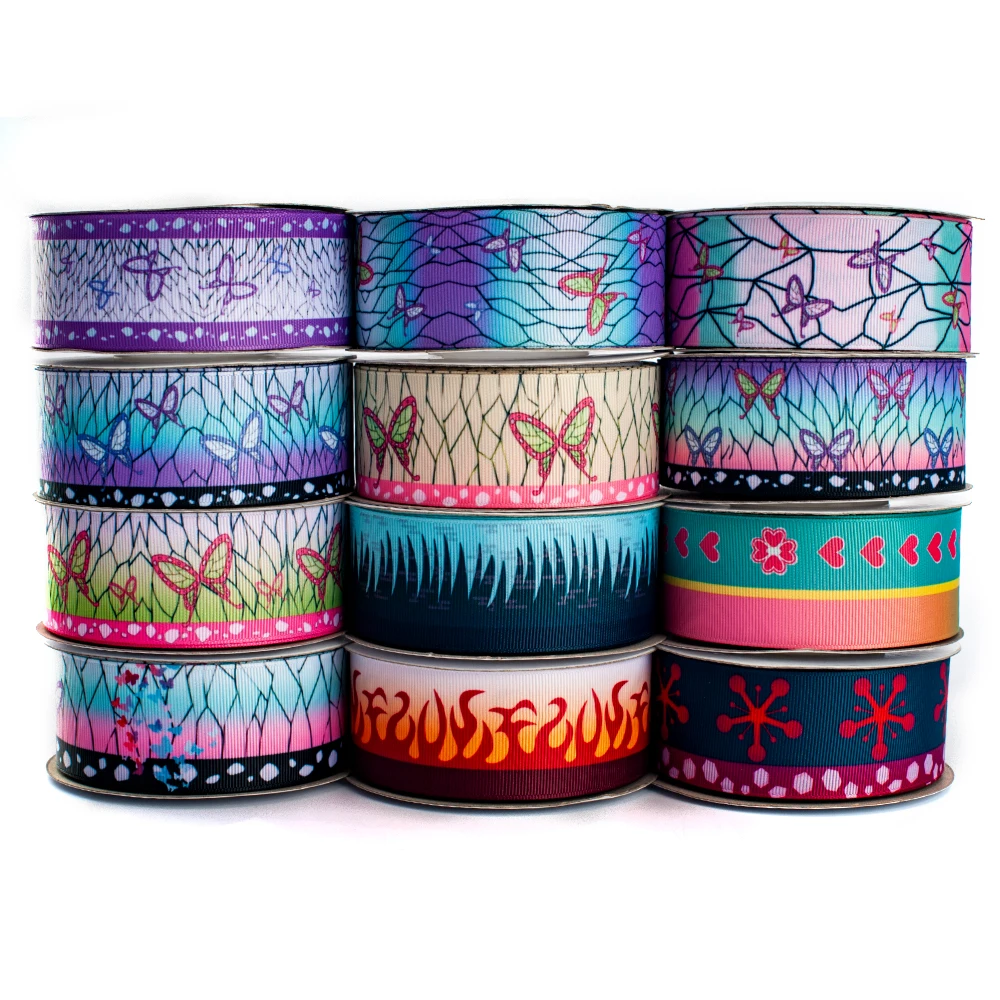Корсажная лента 10 ярдов разных размеров с принтом из японского аниме Kimetsu No Yaiba |