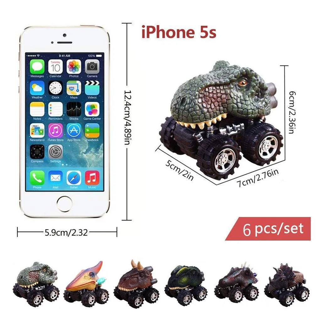 

6PC Children's Day Gift High-quality Toy Dinosaur Model Mini Toy Car Back Of The Car Gift Tyrannosaurus Kid Truck Hobby 2020