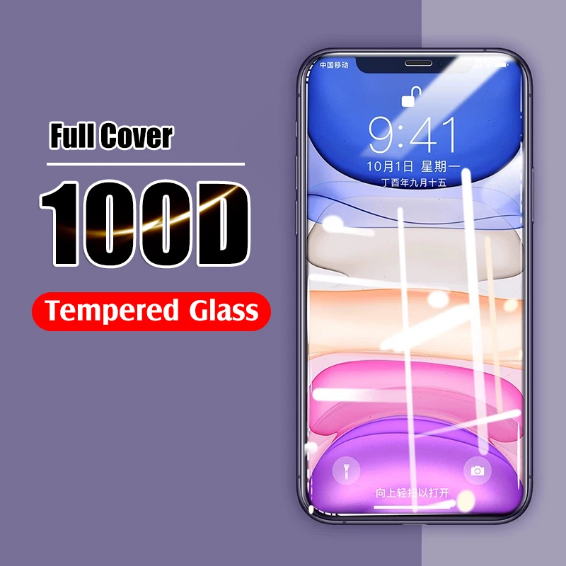 100D пленка из закаленного стекла для iphone 11 Pro Max X XR XS Защитная крышка для экрана для iphone 7 8 6 6s PLus 11 полное защитное стекло