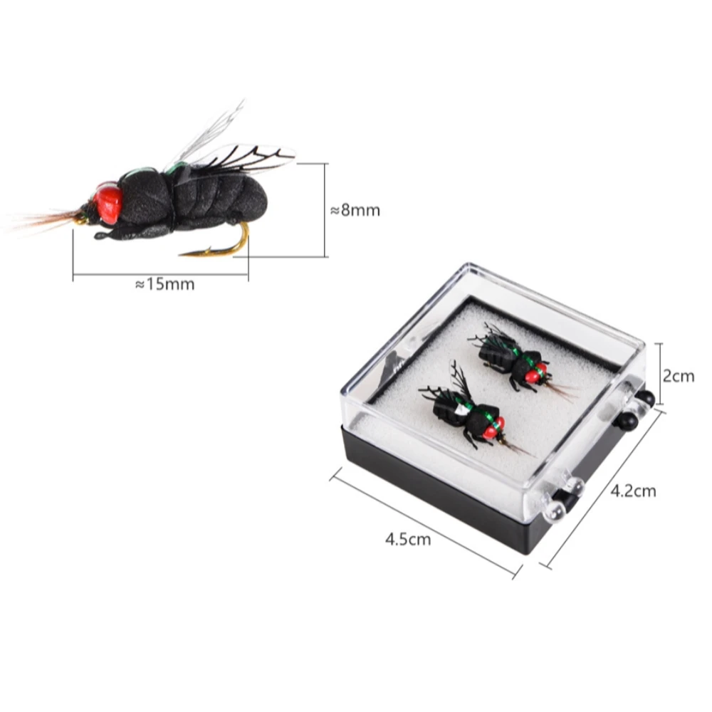

2pcs Insects Flies Fly Fishing Lures Topwater Bait Dry Flies Trout Artificial Crank Hook Insects Lure Bionic Bee Floating Baits