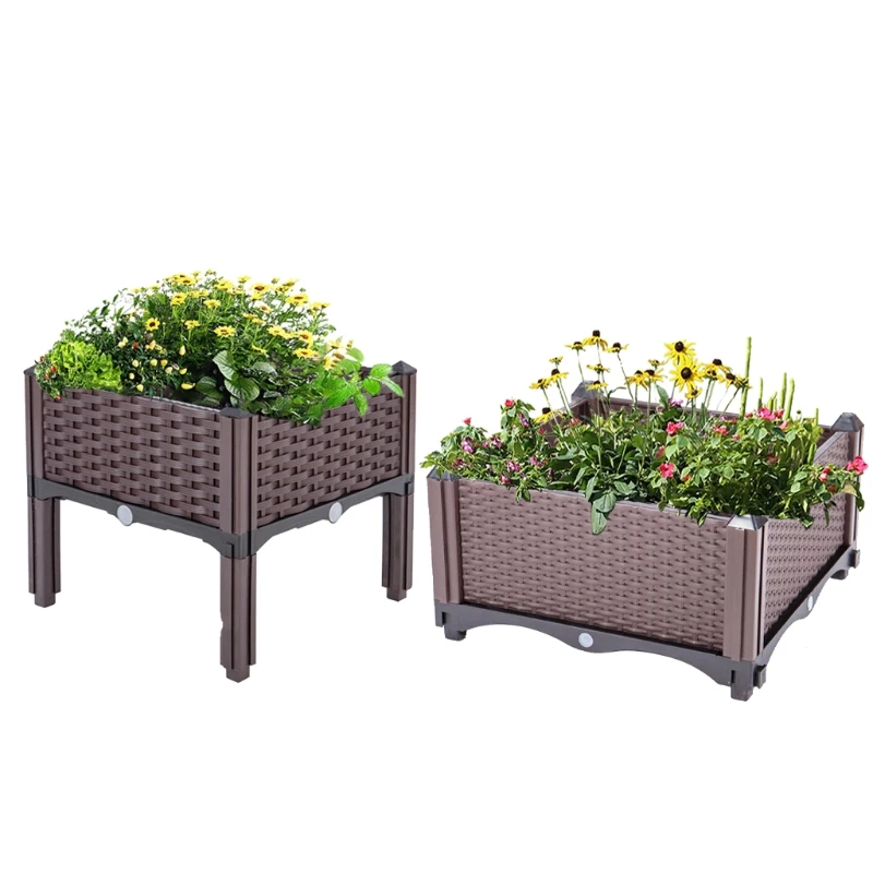 

Plastic Raised Garden Bed Planter Box Herbs Vegetables Flowers Plants Grow Elevated Planting Container wholesales