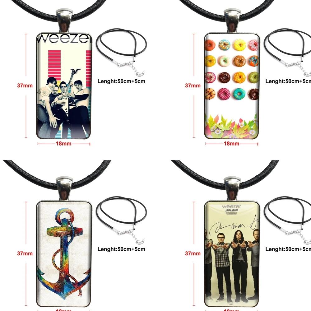

Weezer Glass Pendant Necklace Handmade Half Pendant Rectangle Necklace For Girls Best Gift Designer