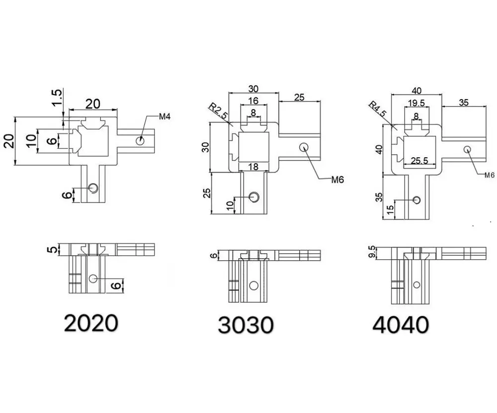 L образный трехмерный угловой разъем 2020 3030 4040 для экструзионных профилей