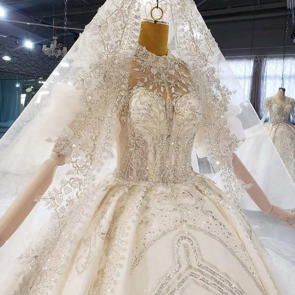 AIJINGYU Gothic Ball Long Sleeve Gowns Peach Cheap Off White Special Dubai Muslim 2021 New Gown Gownes Wedding Clothes