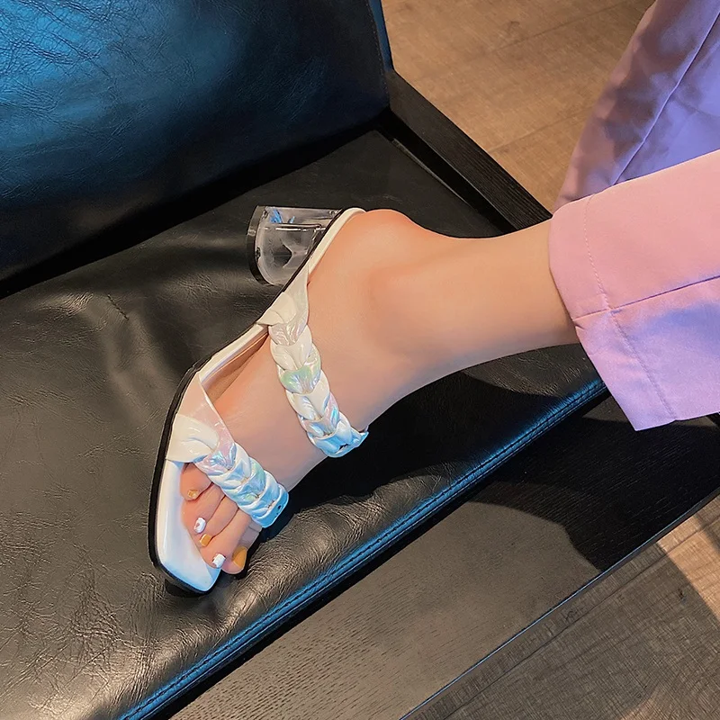 

2020 new fashion hot summer women sandals sexy high heels open toe black beige shoes woman dress party casual shoes slippers 39