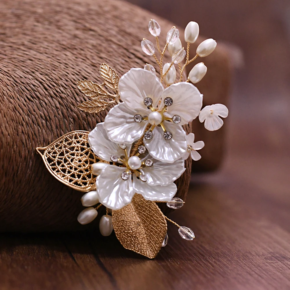 TRiXY Изысканная брошь в виде золотого листа свадебная на заказ Цветочная